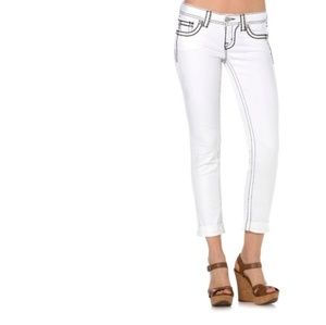 NWT Miss Me Black Saddle Stitch Border Cuffed Skinny Jeans